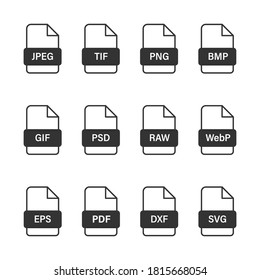 Image file formats. image type Icons. Vector illustration