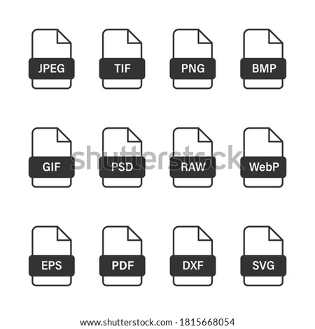 Image file formats. image type Icons. Vector illustration