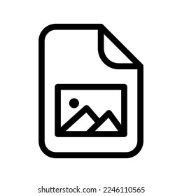 Image file icon line isolated on white background. Black flat thin icon on modern outline style. Linear symbol and editable stroke. Simple and pixel perfect stroke vector illustration