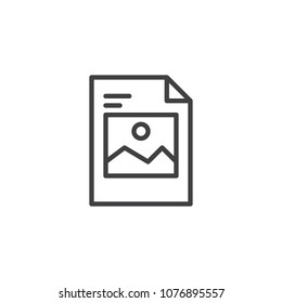 Image file outline icon. linear style sign for mobile concept and web design. Picture file format simple line vector icon. Symbol, logo illustration. Pixel perfect vector graphics