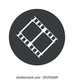 Image of film strip fragment in black circle, isolated on white