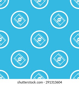 Image of film strip with text 3D in circle, repeated on blue background