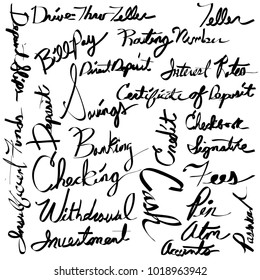 An image of a Financial Banking Calligraphy Text Set. Made using brush tool and pen tablet.