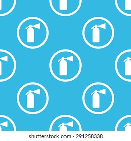 Image of fire extinguisher in circle, repeated on blue background