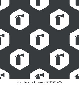 Image of fire extinguisher in hexagon, repeated on black
