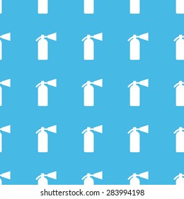 Image of fire extinguisher, repeated in straight lines on blue background