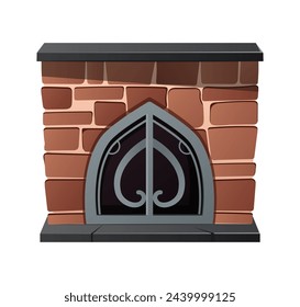 Image of the fire place. The luxurious fireplace exudes opulence with its intricate design and refined style, contrasting beautifully against the simplicity of the background. Vector illustration.