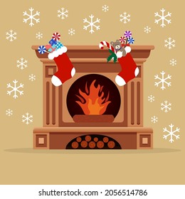image of fireplace, home comfort, vector illustration