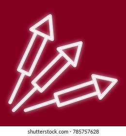 The image of fireworks. Icon with the effect of neon glow. The symbol of the Chinese new year