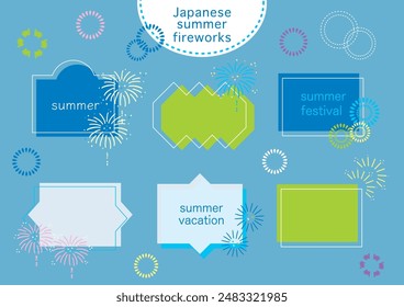 Imagen de fuegos artificiales japonés verano título marco material ilustración