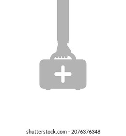 image of first aid kit, doctor carries first aid kit, hand, vector illustration