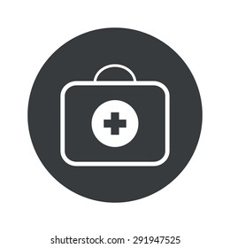 Image of first-aid kit in black circle, isolated on white