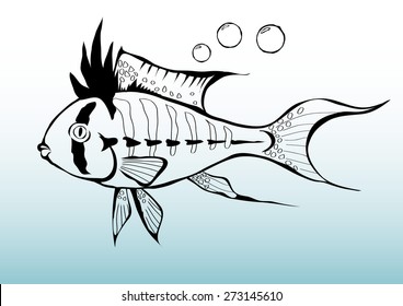 the image of the fish black outline