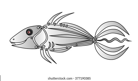 the image of the fish in the form of a robot