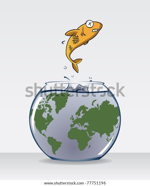 Image Fish Jump Out Fish Bowl Stock Vector (Royalty Free) 77751196