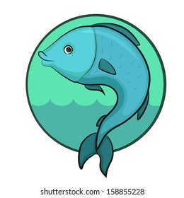 the image of the fish in shades of blue
