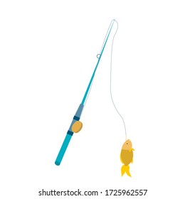 Image of fishing rod with fish. Vector image, eps 10