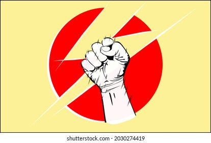 Image of a fist logo, with a red circle background and a lightning bolt.