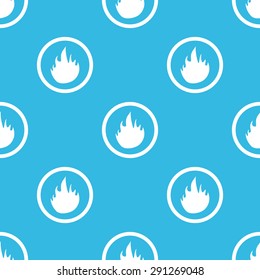 Image of flame in circle, repeated on blue background