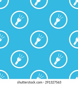 Image of flashlight in circle, repeated on blue background