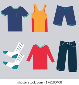 An image of a flat clothing icons.