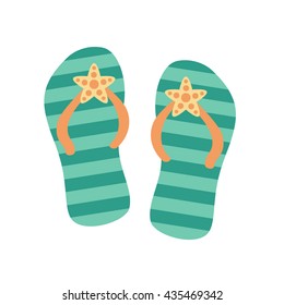 Image of flip flops isolated on white background. Icon pictogram. Art vector illustration.