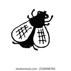 image of a fly, black outline on a white background, vector