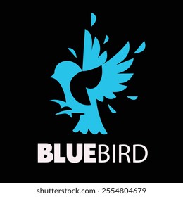 image of a flying bird logo in flat style and blue