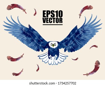 Image of flying eagle in watercolor style
