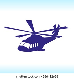The image of a flying helicopter in the sky.