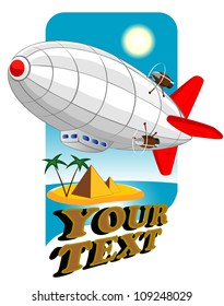 image of a flying zeppelin in the advertising brochure. vector 2