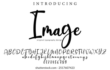 Fonte da imagem Pincel elegante pintado com letras maiúsculas vetoriais, alfabeto, fonte tipográfica