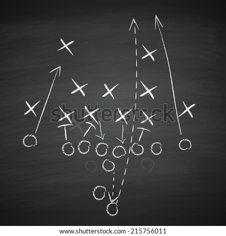image of a football tactic on blackboard. Transparency effects used. 