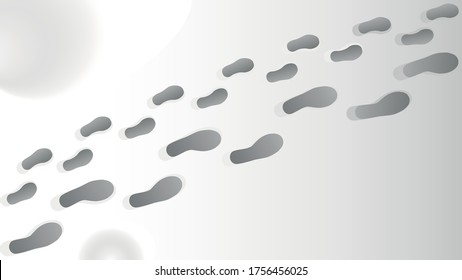 Image Of Footprints Of Baby And Adult In Shoes On Snow, Vector Background For Winter Season, Aprenthood Concept