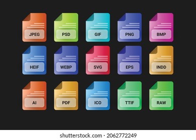 Image format icon set. Linear style sign for mobile concept and web design.