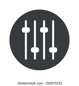 Image of four console faders in black circle, isolated on white
