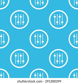 Image of four console faders in circle, repeated on blue background
