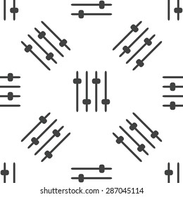 Image of four console faders, repeated on white background