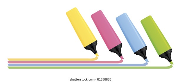 An image of four neon text marker