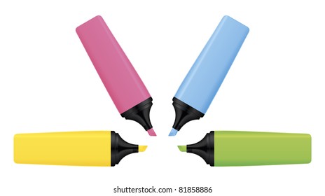 An image of four neon text marker