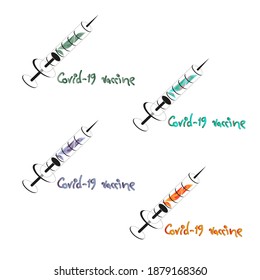 Image of four syringes with brand new Covid-19 vaccine