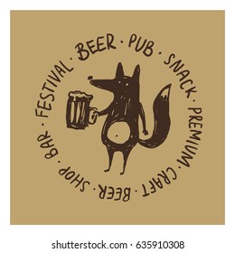 Image of a fox with a beer mug for the pub logo.