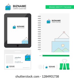 Image frame Business Logo, Tab App, Diary PVC Employee Card and USB Brand Stationary Package Design Vector Template