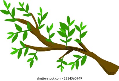 image of a fresh tree trunk or branch with lots of leaves