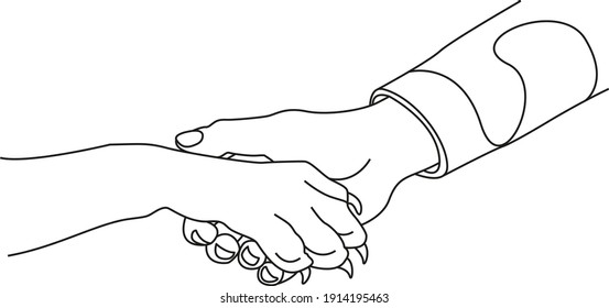 Image of friendship between human and a dog. Hand and paw. Vector. Can be used for tattooing 