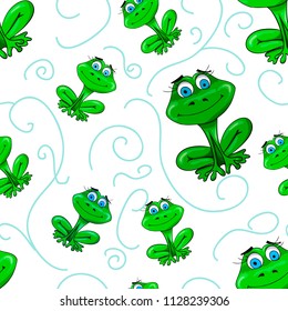the image of a frog on white background seamless pattern. Children's illustration of a bright isolated. for Wallpaper, print fabric card.