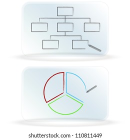 An image of frosted glass dry erase board charts.