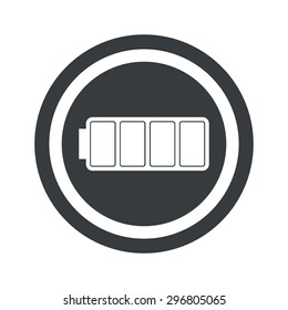 Image of full battery in circle, on black circle, isolated on white