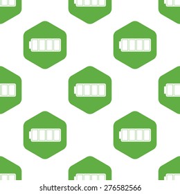 Image of full battery in hexagon, repeated on white background