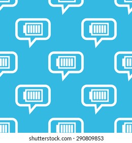 Image of fully charged battery in chat bubble, repeated on blue background